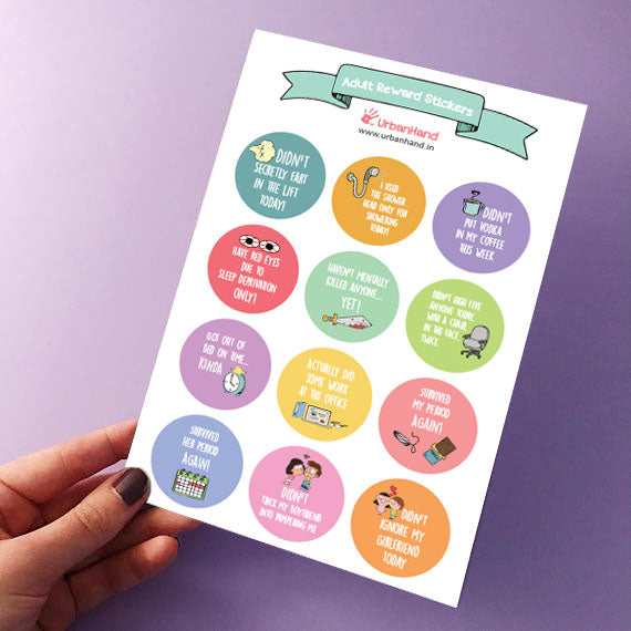 Urbanhand urban hand Adult Reward Stickers round colourfull design characters