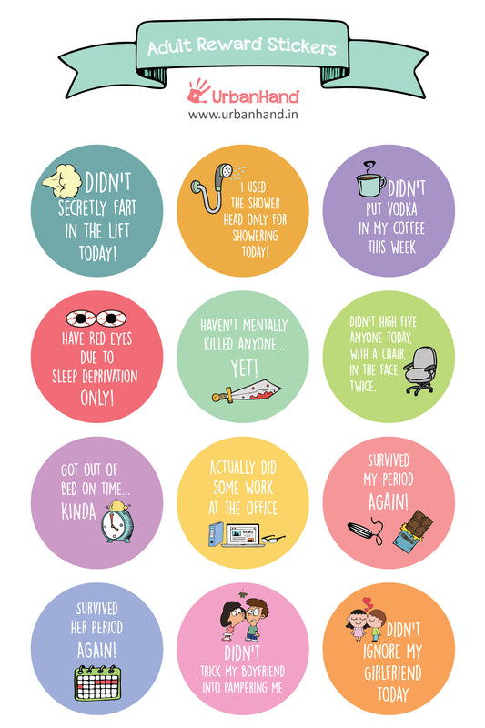Urbanhand urban hand Adult Reward Stickers round colourfull design characters