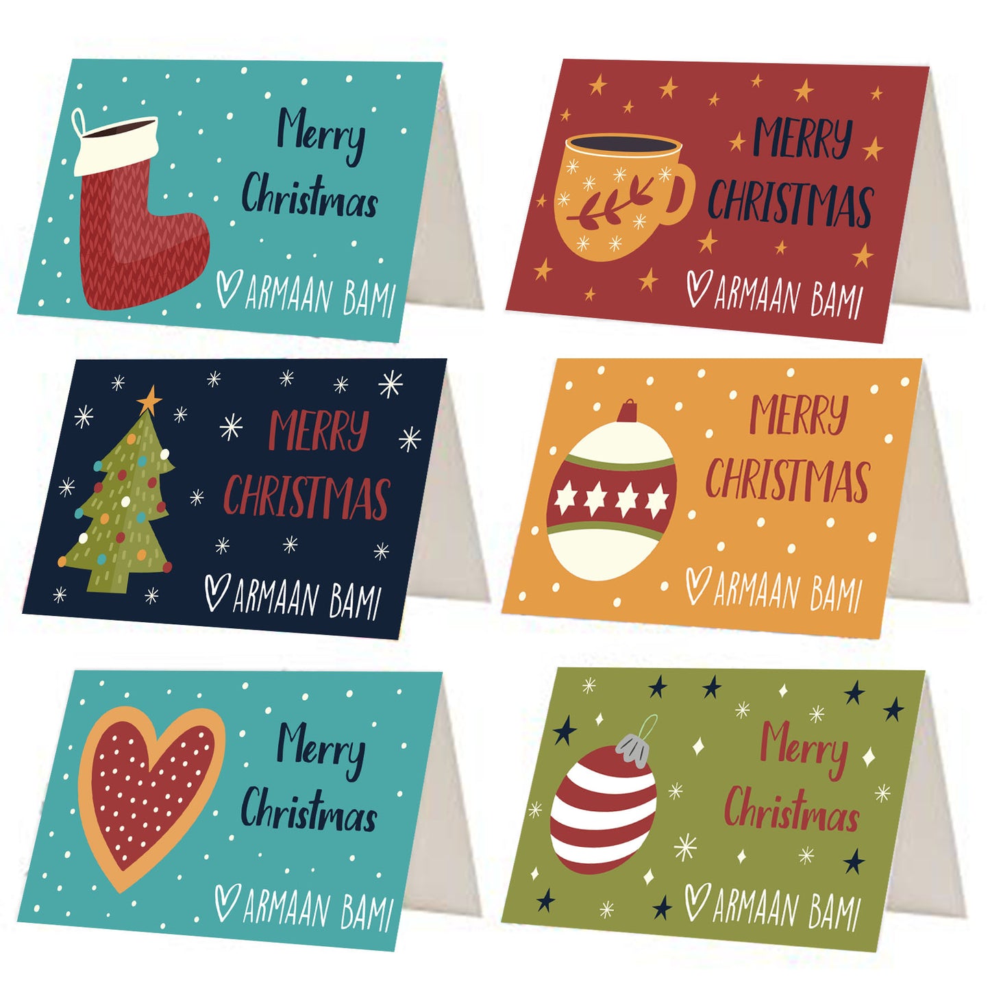 Urbanhand urban hand Personalise Multi Colour Christmas gift tags season santa teddy bears snowman candy cane reindeer set of 12 and 24