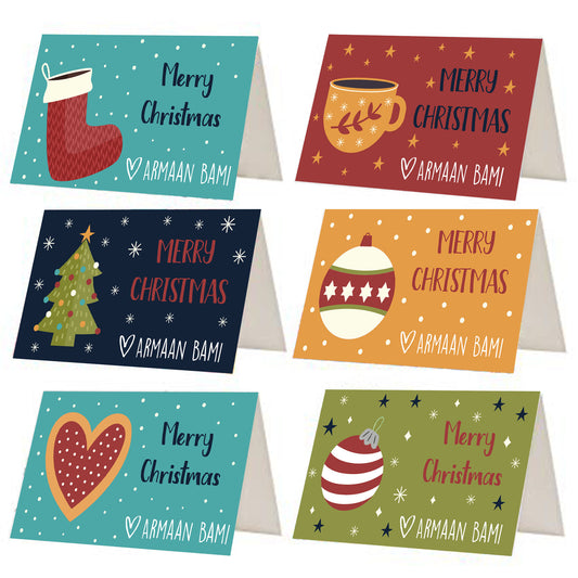Urbanhand urban hand Personalise Multi Colour Christmas gift tags season santa teddy bears snowman candy cane reindeer set of 12 and 24