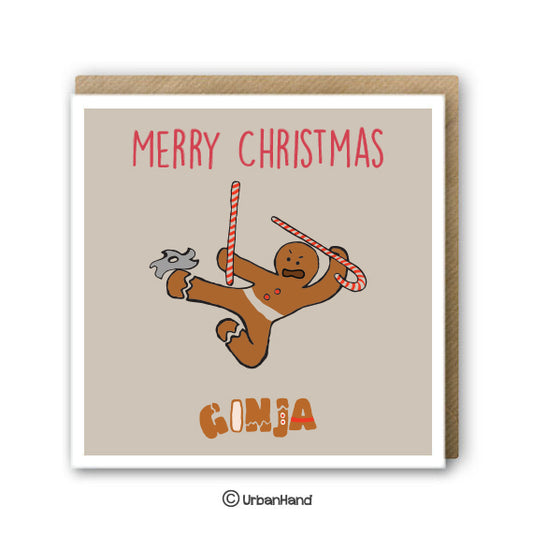 Urbanhand urban hand greeting card merry christmas ginja red and white popsicle stick ninga
