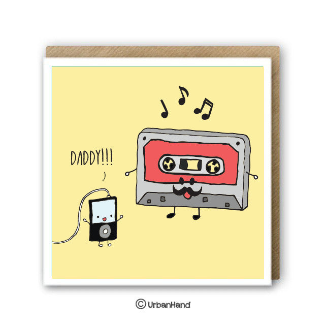 Urbanhand urban hand greeting card daddy old school dad fathers day tape recorder cassette digital iPod young youth
