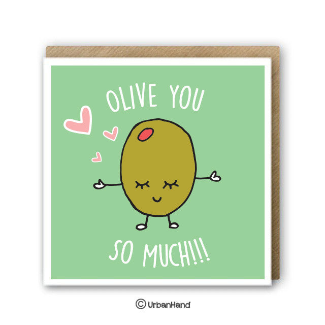 Urbanhand urban hand greeting card olive you so much love romance heart hug