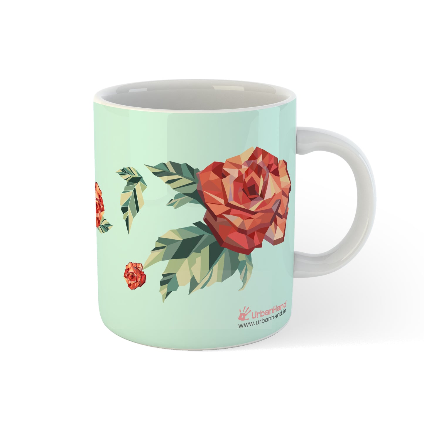 Urbanhand urban hand personalised origami rose pattern mug initial alphabets