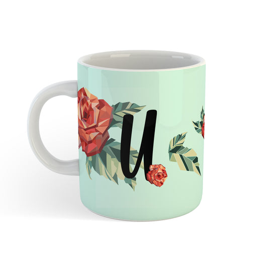 Urbanhand urban hand personalised origami rose pattern mug initial alphabets