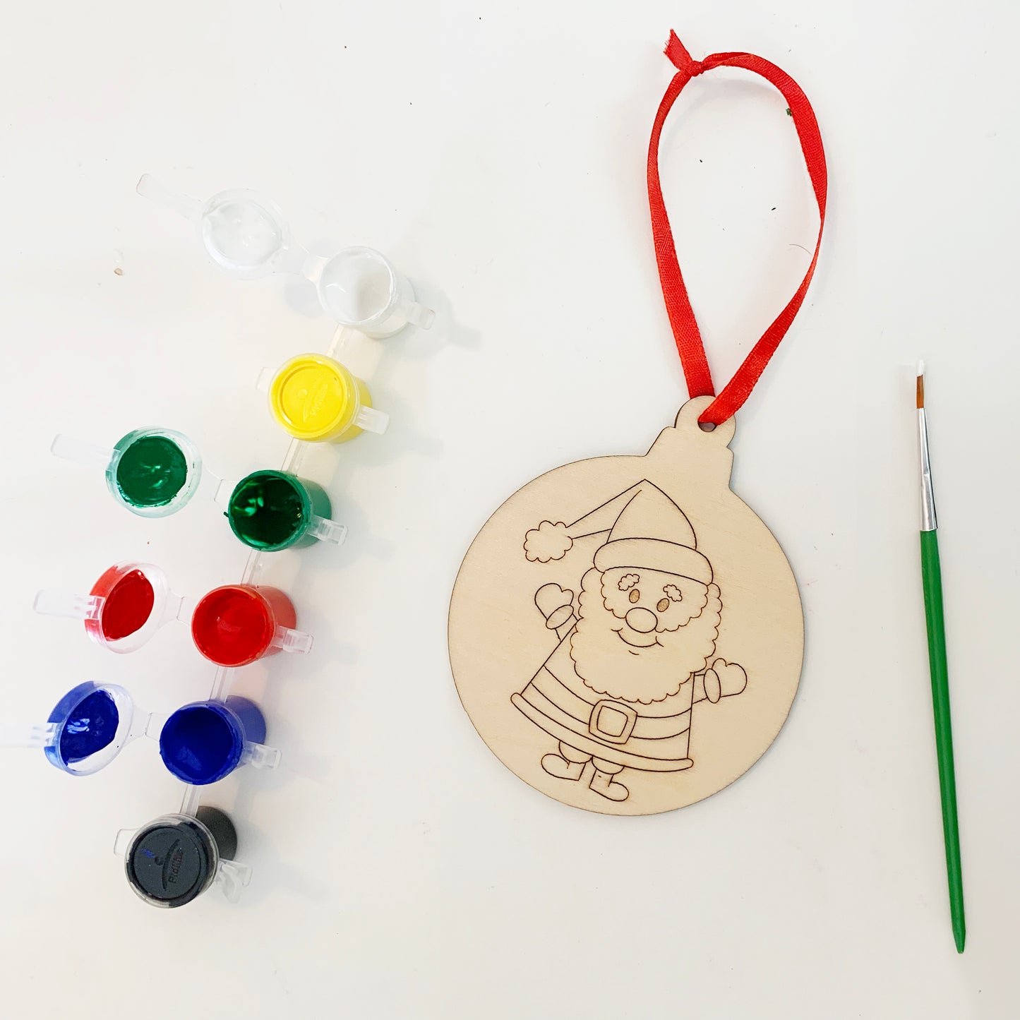 Personalised Santa & Gingerbread Man Colour Your Own Ornaments - Set of 2