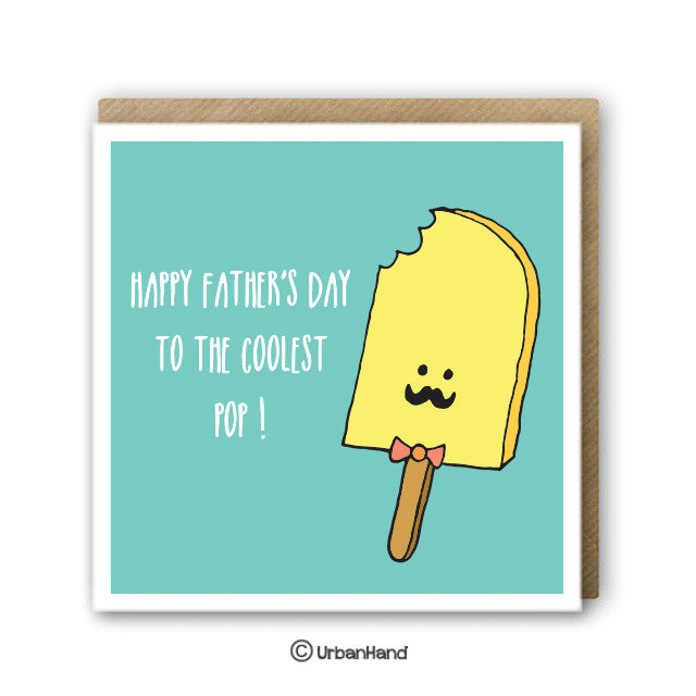 Urbanhand urban hand greeting card happy father's day to the coolest pop ice cream dad sweet loving kids favourite