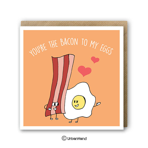 Urbanhand urban hand greeting card you're the bacon to my eggs love romance heart