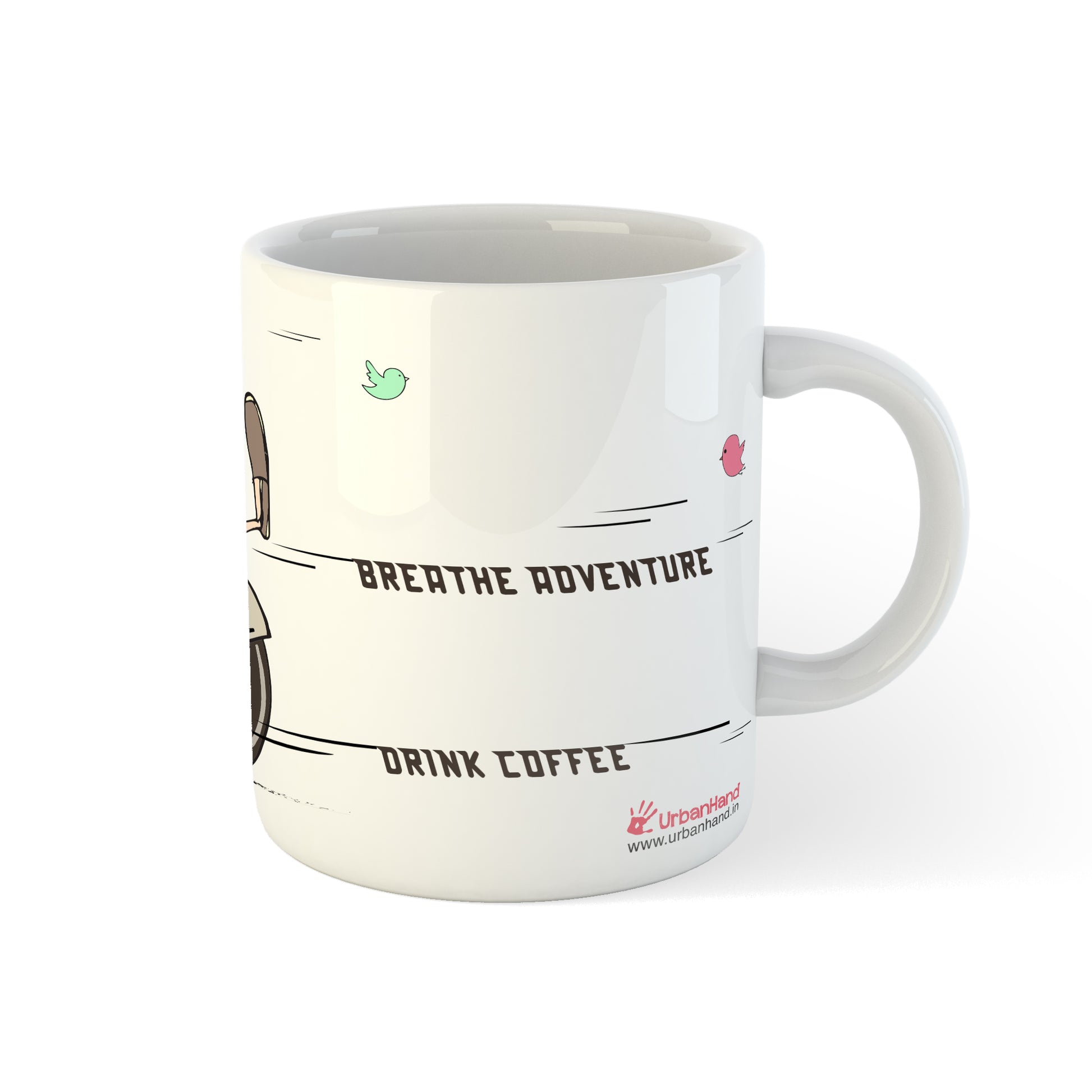 Urbanhand urban hand Breathe adventure drink coffee mug fast rider bike fun 