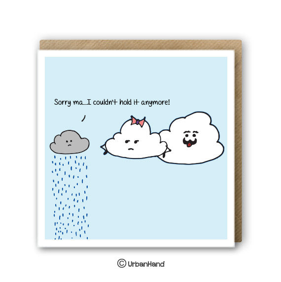 Urbanhand urban hand greeting card sorry ma...I couldn't hold it any more cloud rain mom blue sky mothers day