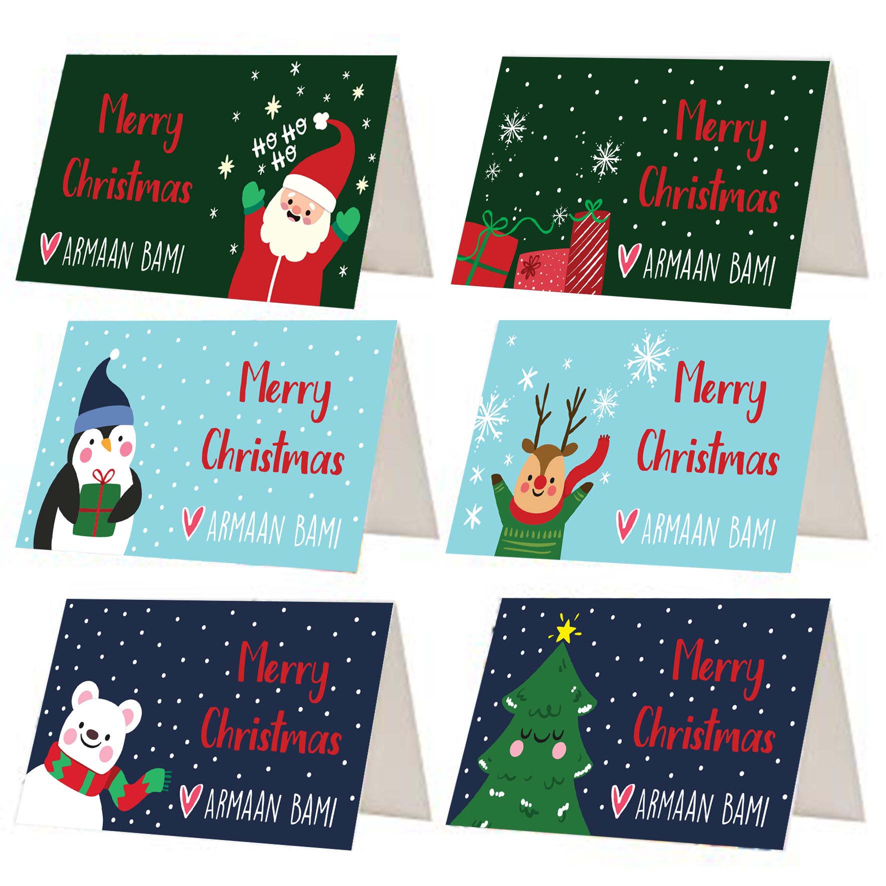 Urbanhand urban hand Personalise Colourful Christmas gift tags season santa teddy bears snowman candy cane reindeer set of 12 and 24