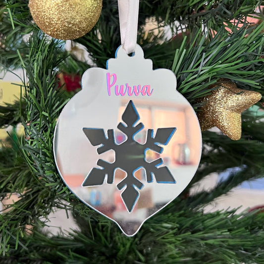 Personalised Snowflake Christmas Ornament - Reversible