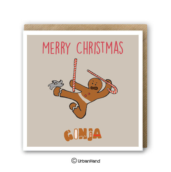 Urbanhand urban hand greeting card merry christmas ginja red and white popsicle stick ninga 