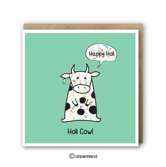Urbanhand urban hand greeting card holi cow happy holi colour water festival green