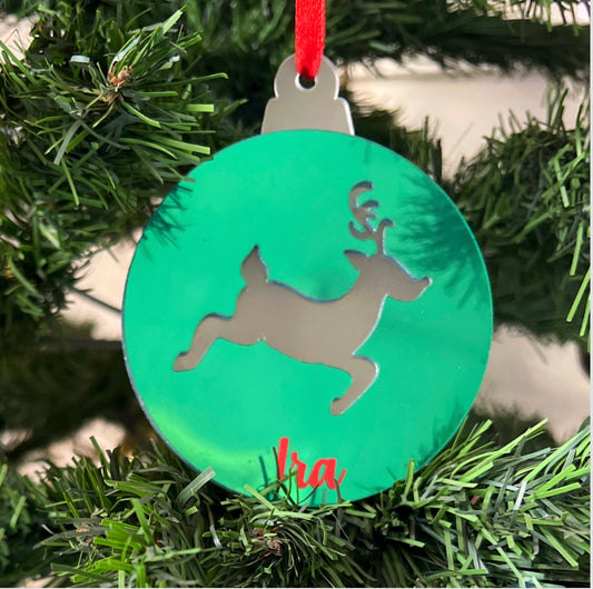 Personalised Reindeer Christmas Ornament - Reversible