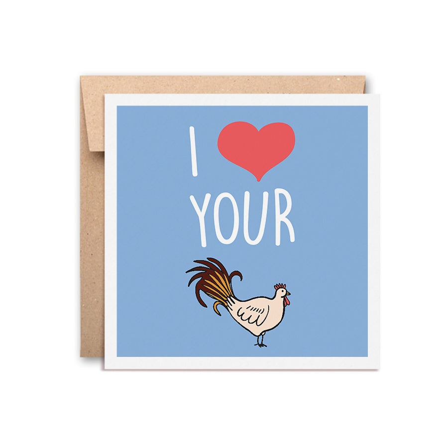 Urbanhand urban hand greeting card I heart your cock chicken romance love 