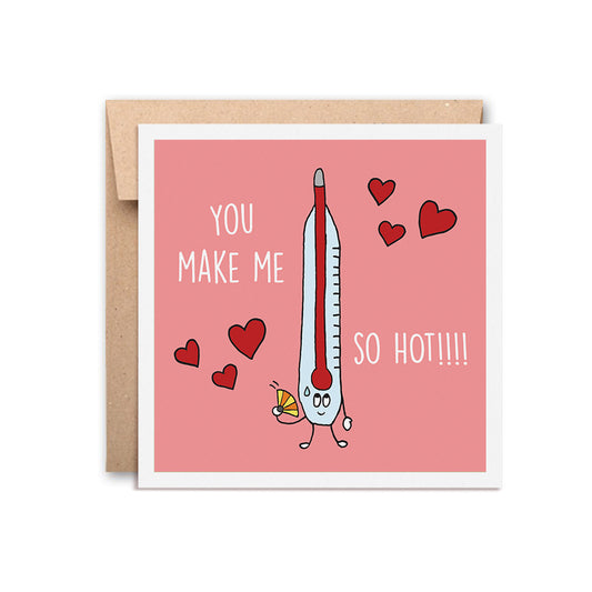 Urbanhand urban hand greeting card you make me so hot thermometer love romance heart valentine day