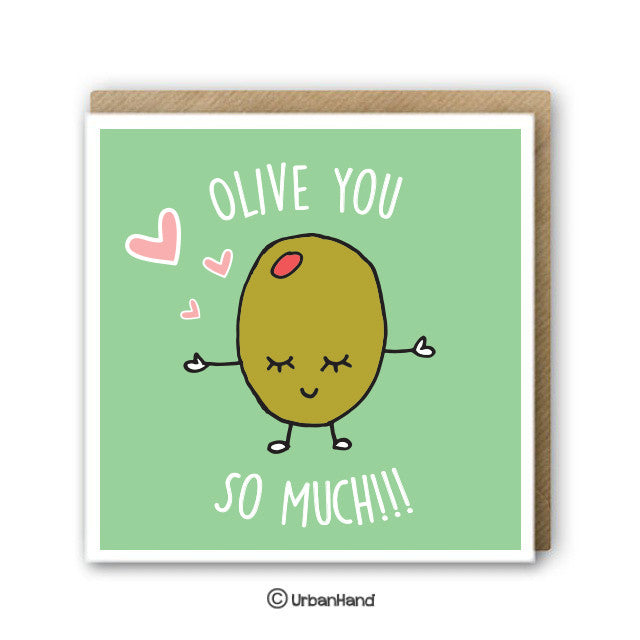 Urbanhand urban hand greeting card olive you so much love romance heart hug 