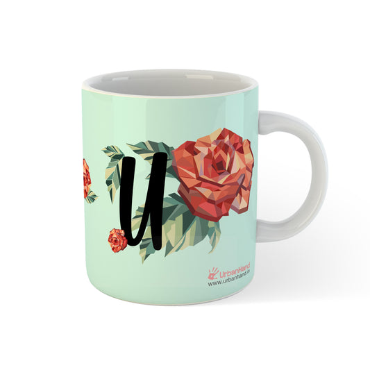 Urbanhand urban hand personalised origami rose pattern mug initial alphabets