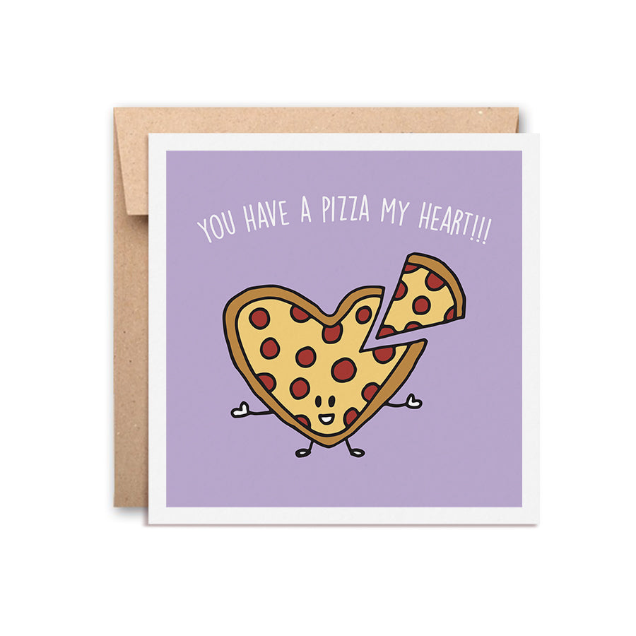 Urbanhand urban hand greeting card you have pizza my heart  love romance small piece valentine day
