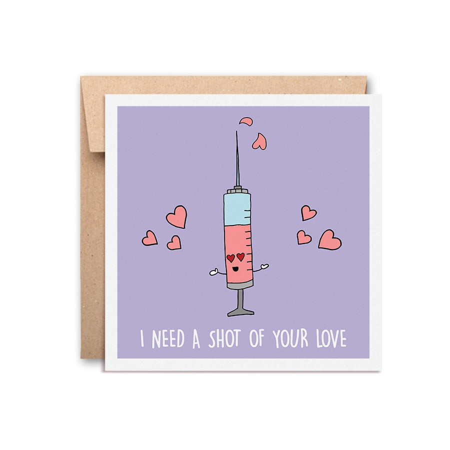 Urbanhand urban hand greeting card I need a shot of your love romance heart injection dose