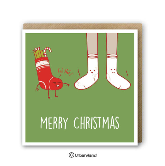 Urbanhand urban hand greeting card smelly socks merry chistmas gifts sweets santa claus 