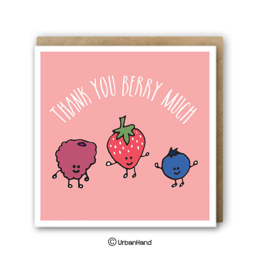 Urbanhand urban hand greeting card thank you berry much appreciation greeting fruits red strawberry 