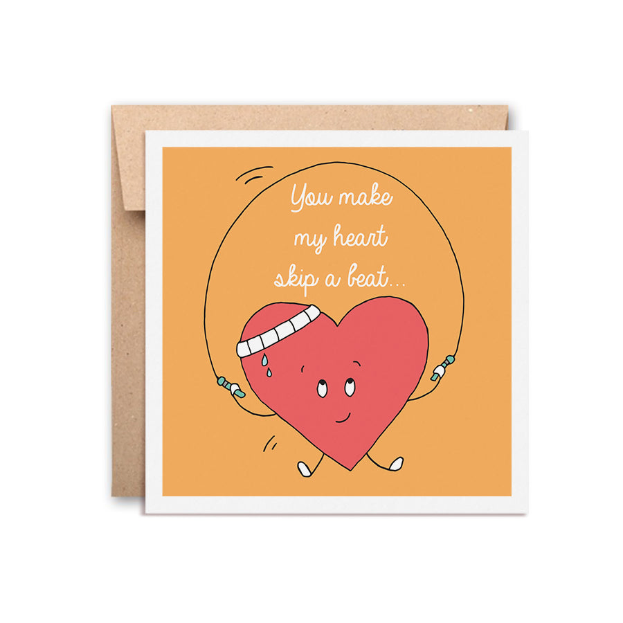 Urbanhand urban hand greeting card you make my heart skip a beat love romance heart healthy exercise valentine day